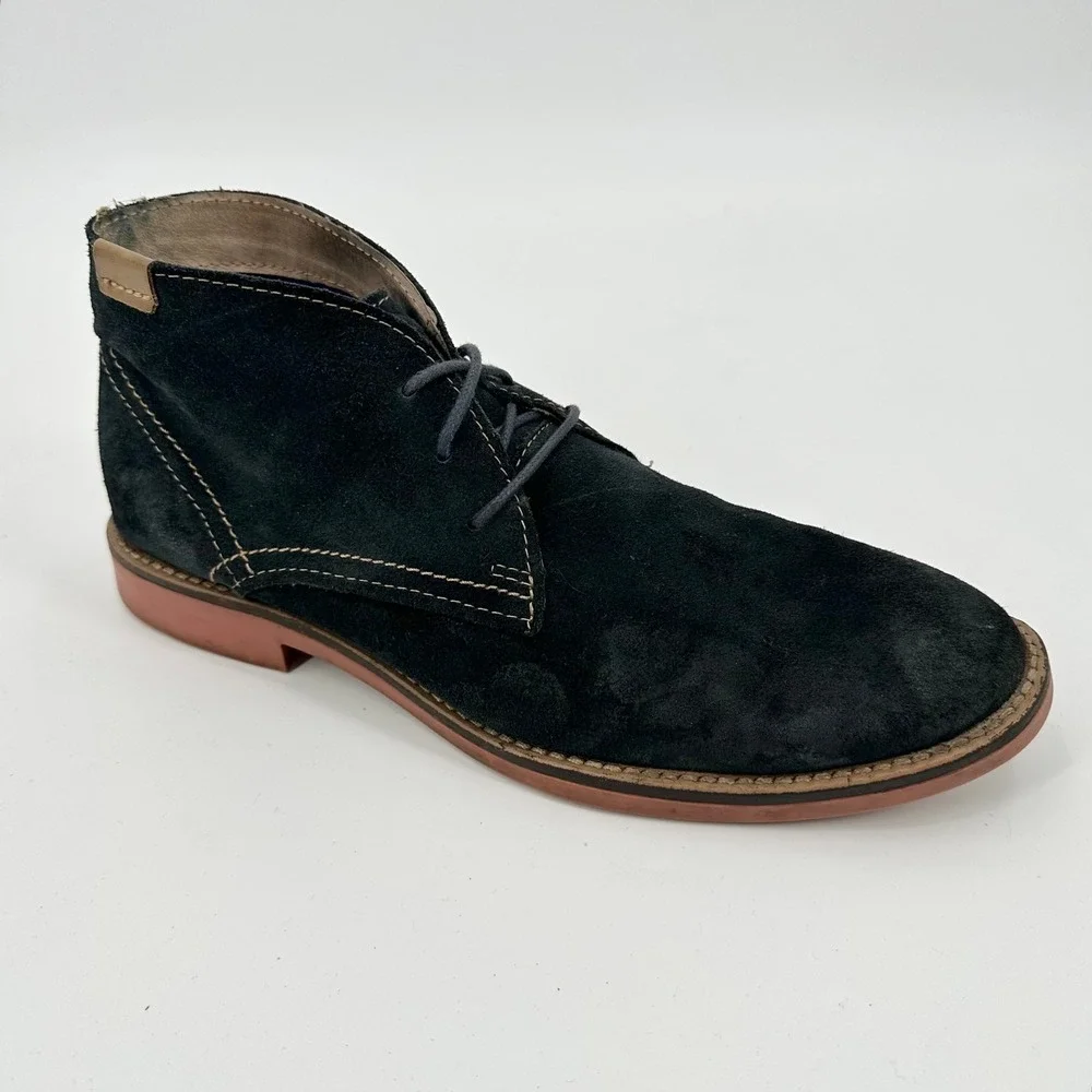 Mark Nason Skechers Mens Black Suede Chukka Boots Contrast Stitch Size 10
